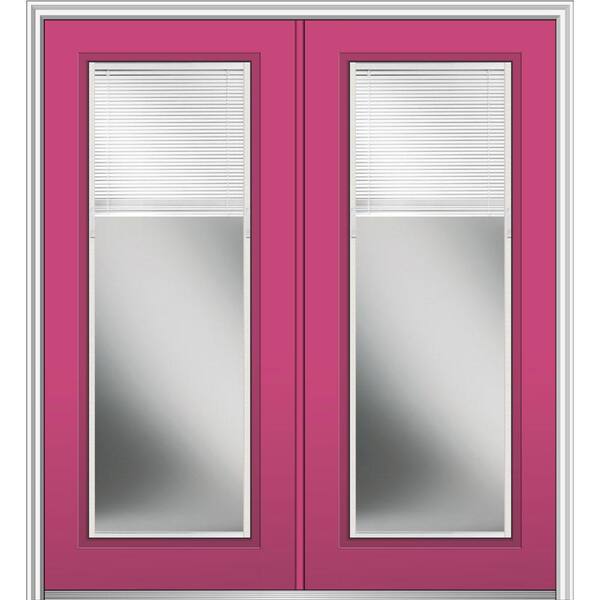 MMI Door 64 in. x 80 in. Internal Blinds Left-Hand Inswing Full Lite Clear Glass Low-E Glass Painted Steel Prehung Front Door