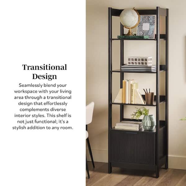 Walker Edison Furniture Company Modern 70 in. Tall Black Wood 4