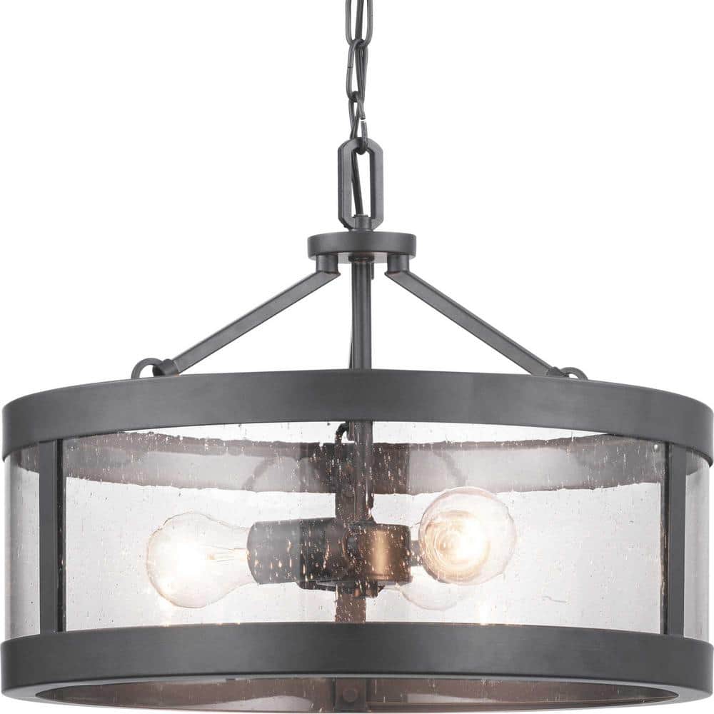 Graphite Seeded Glass 3-Light Farmhouse Ceiling Fixture