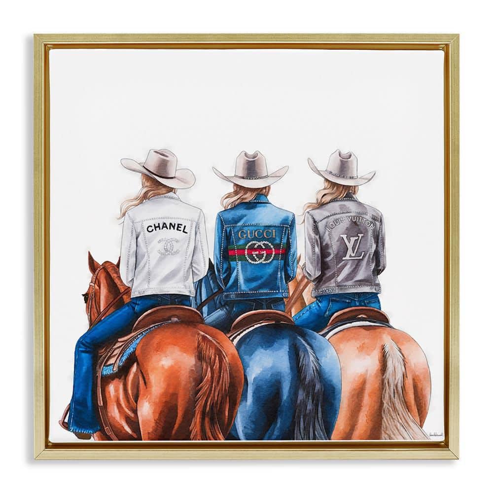 Fashion Trend Cowgirls by Amanda Greenwood Gold Floater Frame People Graphic Art Print 25 in. x 25 in. price history on PriceWatchPro