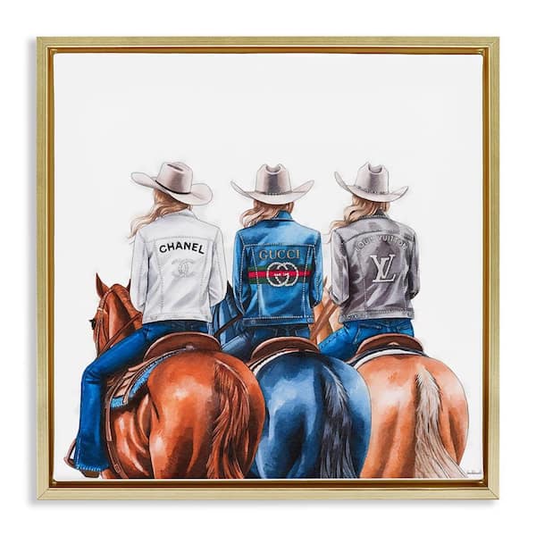 Stupell Industries Fashion Trend Cowgirls by Amanda Greenwood Gold Floater Frame People Graphic Art Print 25 in. x 25 in.