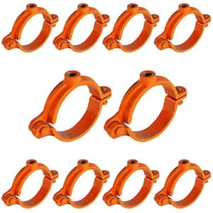 3/4 in. Hinged Split Ring Pipe Hanger, Copper Epoxy Coated Clamp with 3/8 in. Rod Fitting, for Hanging Tubing (10-Pack)