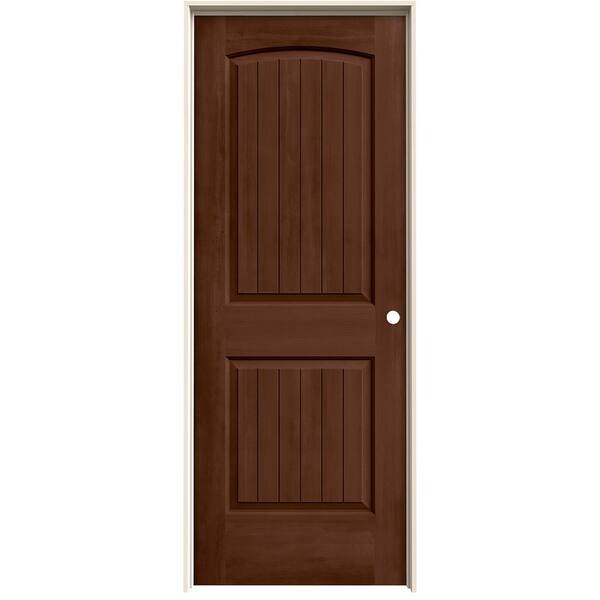 JELD-WEN 32 in. x 80 in. Santa Fe Milk Chocolate Stain Left-Hand Solid Core Molded Composite MDF Single Prehung Interior Door