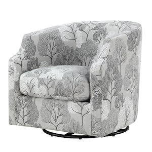 Infinity Gray Floral Polyester Fabric Barrel Chair and Glider