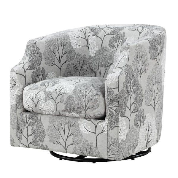 Unbranded Infinity Gray Floral Polyester Fabric Barrel Chair and Glider