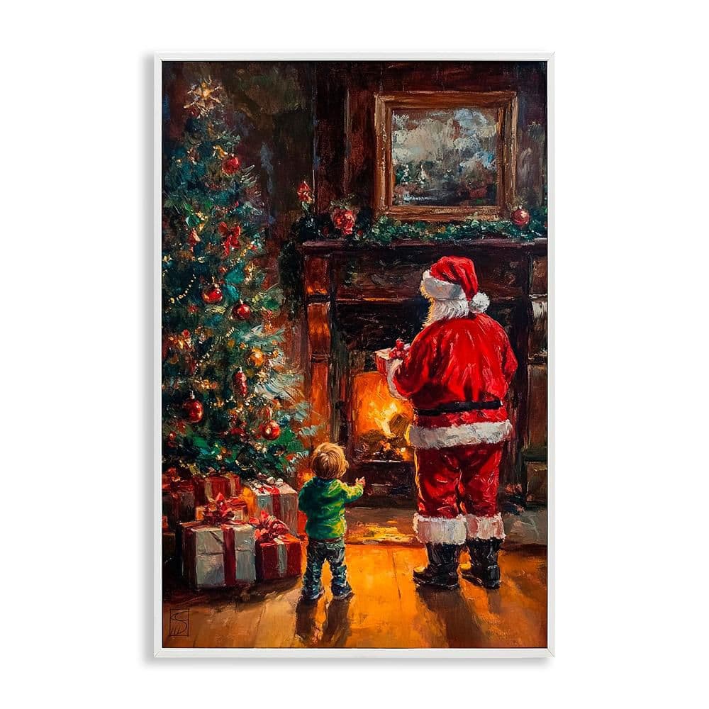 Santa and Child by Fireplace by Sara Culpepper 1-Piece White Framed Giclee Nature Art Print 24 in. x 16 in. price history on PriceWatchPro