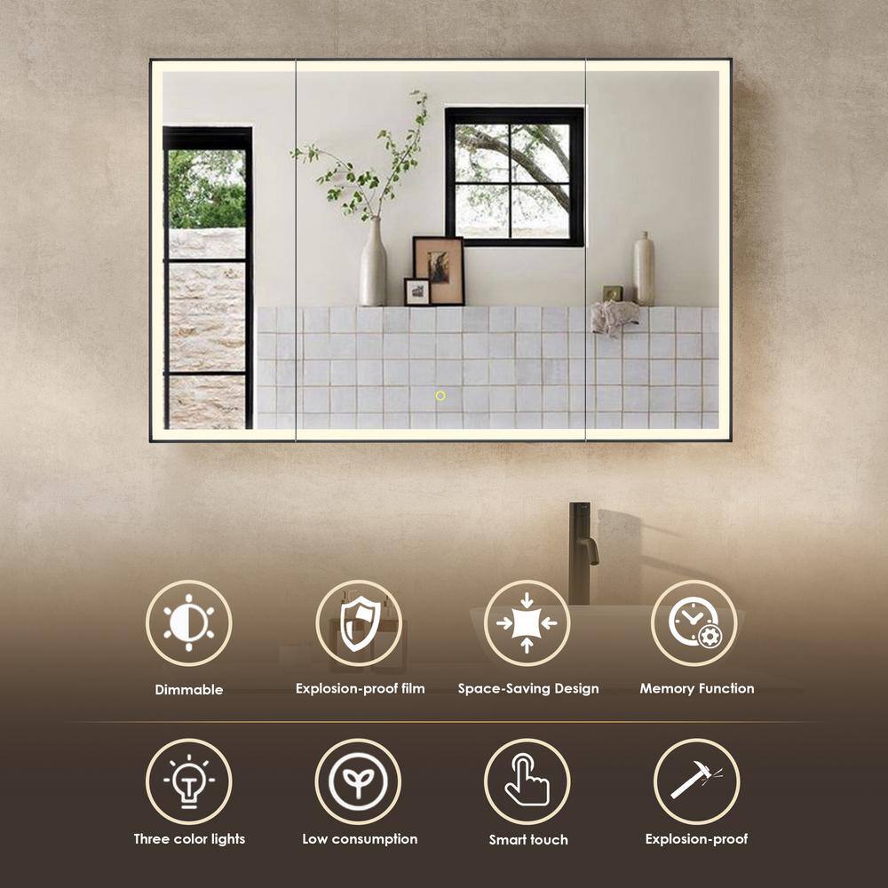 Fenice 48" Matte Black Aluminum LED Medicine Cabinet