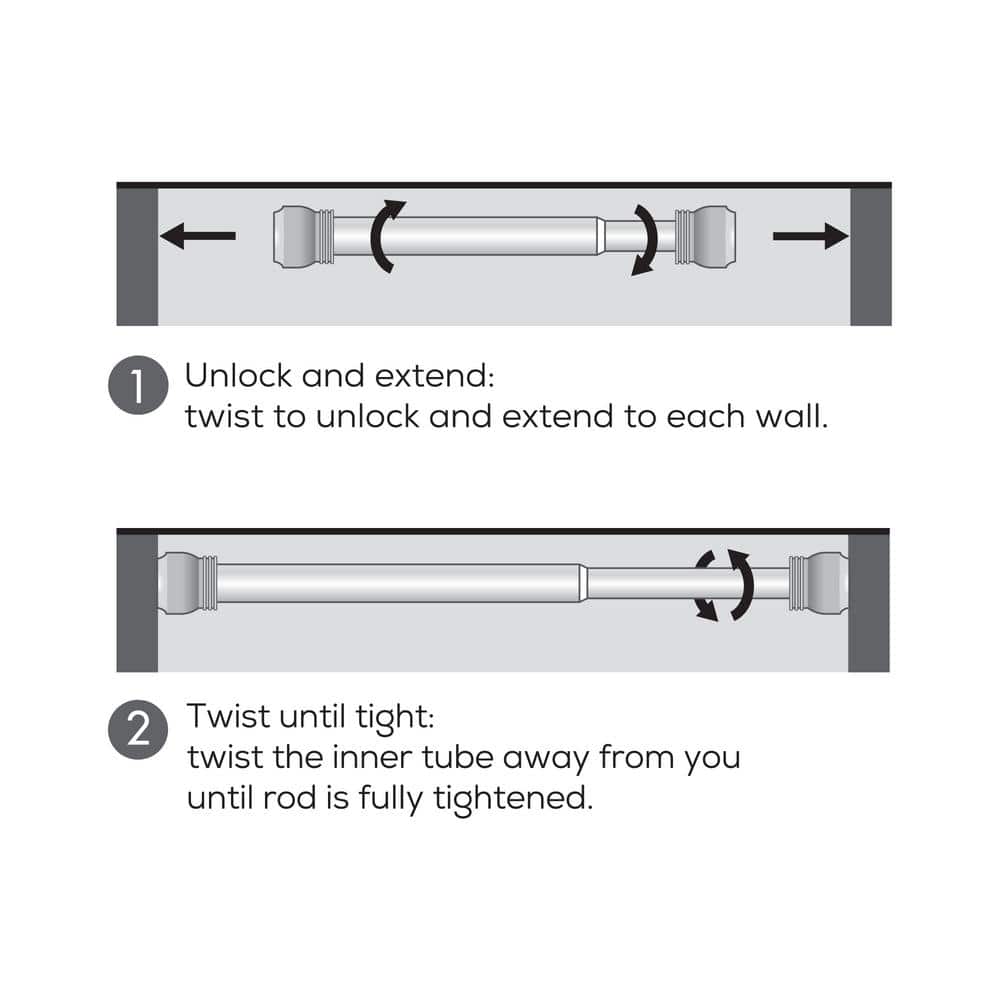 Adjustable Black Aluminum Tension Shower Rod 44-72 Inches