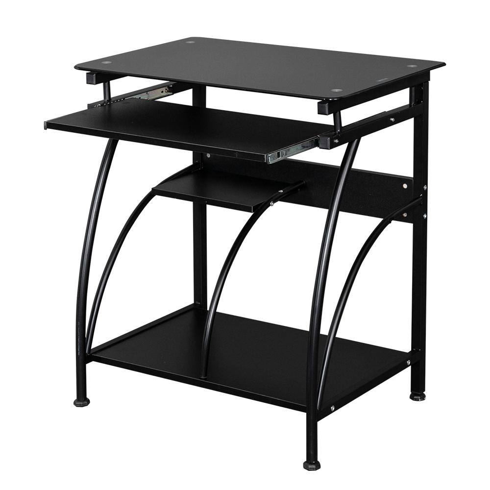 Winado 29.5 in. Retangular Black Stalinite Computer Desk with Keyboard Stand 941228129206 The