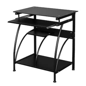 29.5 in. Retangular Black Stalinite Computer Desk with Keyboard Stand