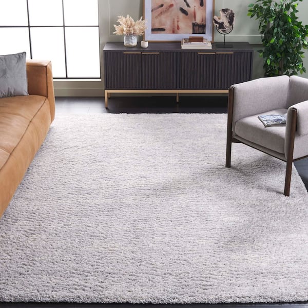 Berber Shag 8 ft. x 8 ft. Gray/Ivory 2-Toned Solid square Area Rug