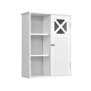19 in. W x 7 in. D x 24 in. H White Bathroom Wall Cabinet Multipurpose Storage Organizer Single Door