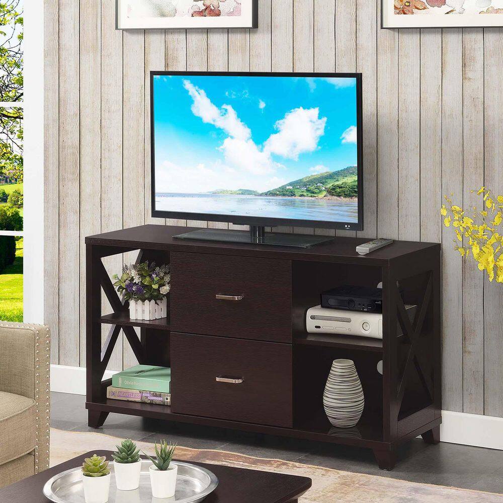 Espresso 48" TV Stand with Cabinet and Shelves