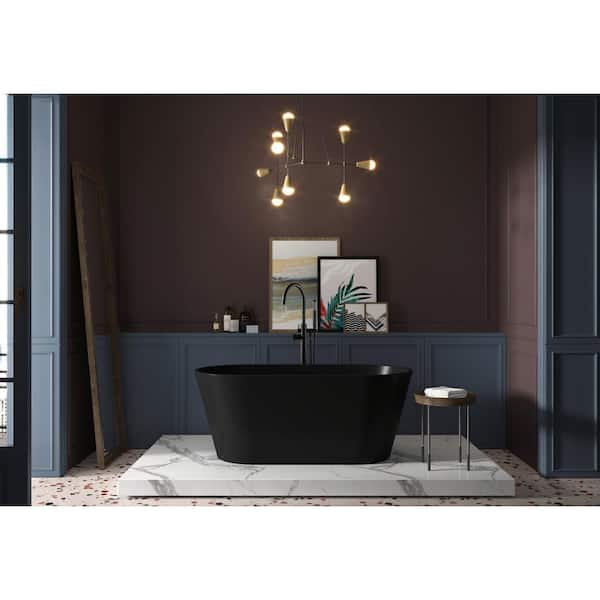 60 in. Fiberglass Double Ended Flatbottom Non-Whirlpool Bathtub in Matte Black