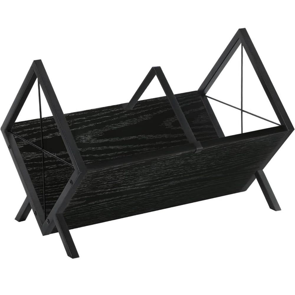 Black 15.7 in. x 12 in. Wood Freestanding Magazine Rack YA8H69 - The ...