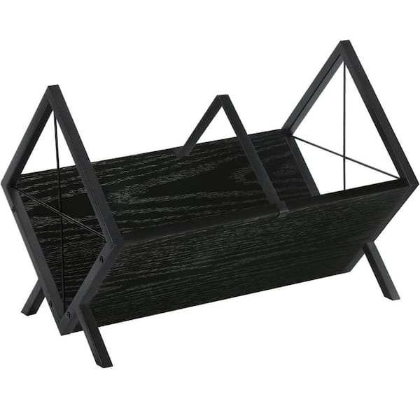 Black 15.7 in. x 12 in. Wood Freestanding Magazine Rack