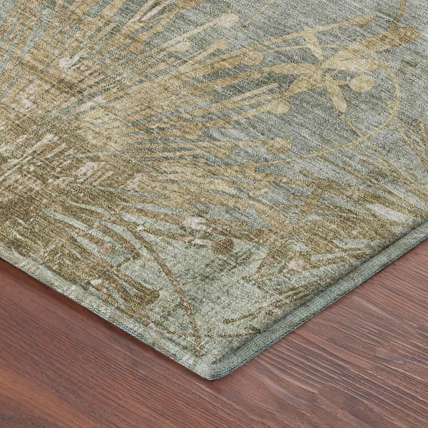 Mayfield Premium Machine Washable Abstract AMF2225 Sage 3 ft. x 4 ft. Area Rug