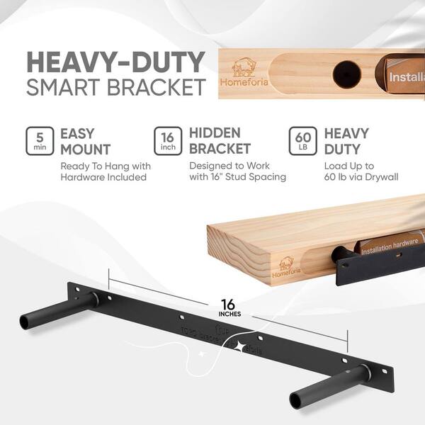 Set Of 2 Live Edge Floating Shelves – 36 Inch Elm Wood, Rustic Farmhouse Style With Heavy Duty Brackets