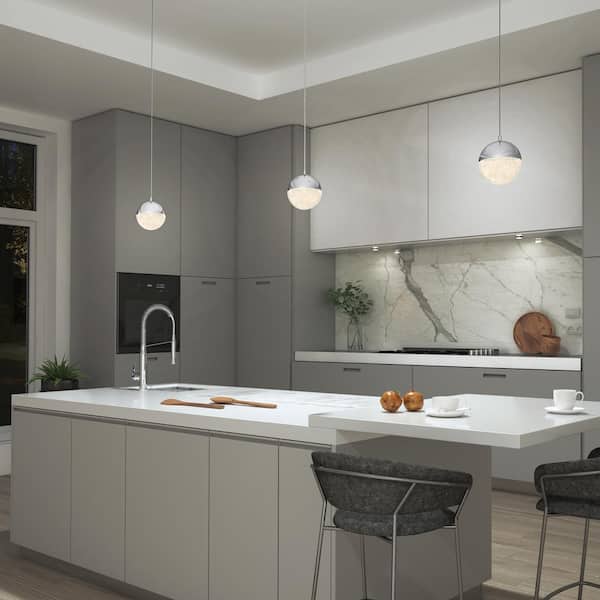 Artika Sparkle 7-Watt 1-Light Glam Chrome Plated Integrated LED Pendant Light - Contemporary Pendant Light Fixture