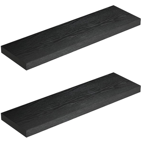 Unbranded 36 in. W x 10.3 in. D Black Floating Shelves Decorative Wall Shelf Set of 2