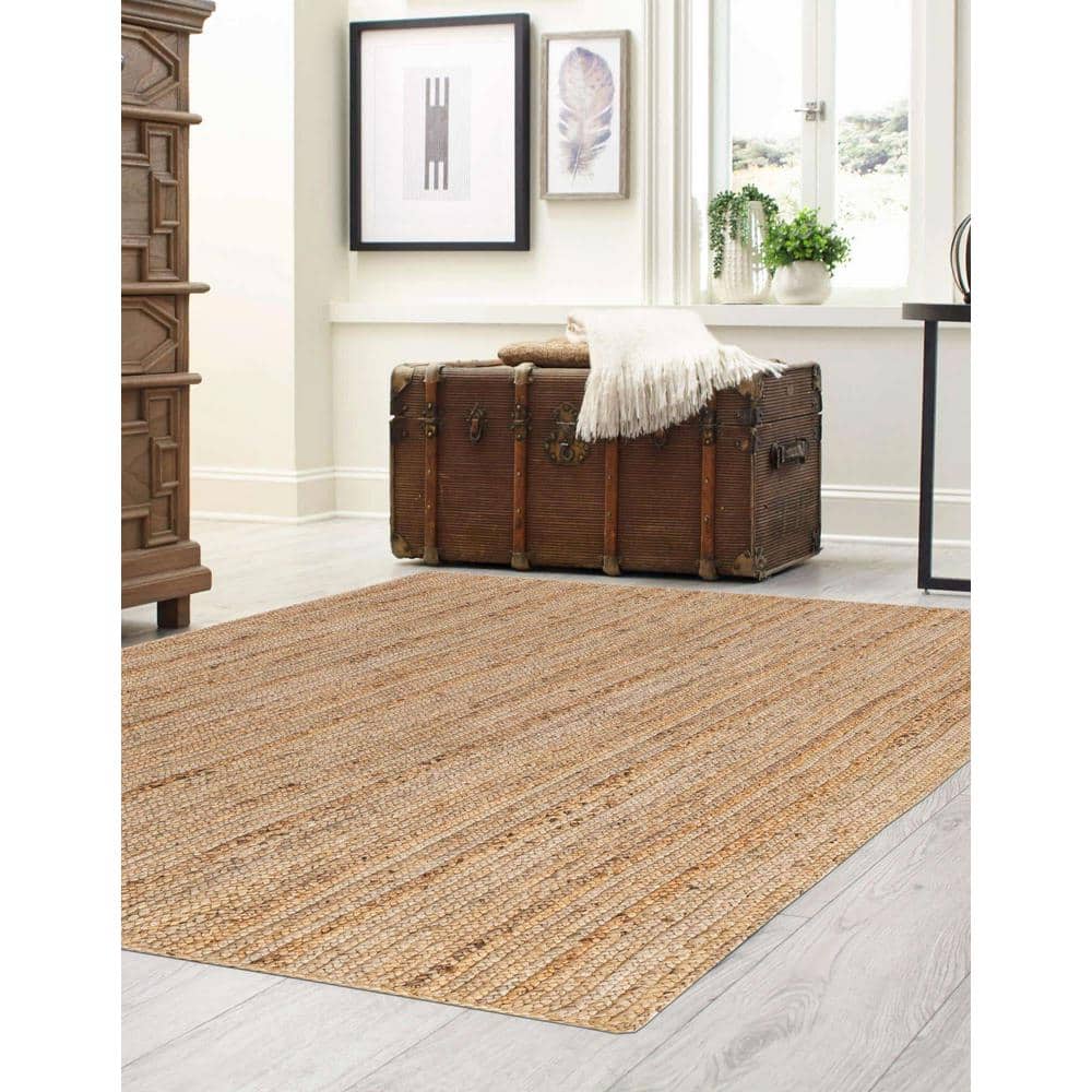 Handmade Eco-Friendly Braided Jute & Cotton Rug 3' x 5' - Natural Brown