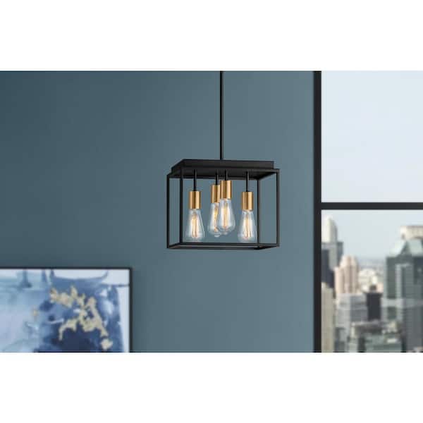 Home Decorators Collection Rollins 2 in 1 Black Semi-Flush Mount/Pendant Convertible