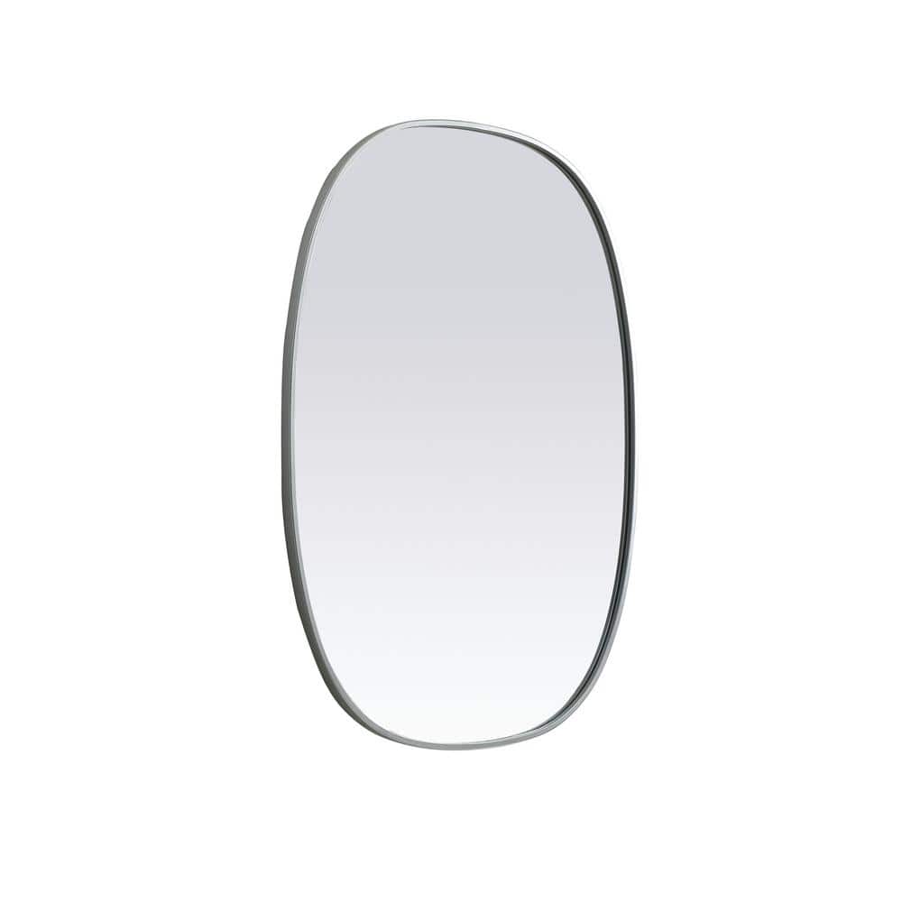 Silver Metal Framed Oval Full Length Vanity Mirror