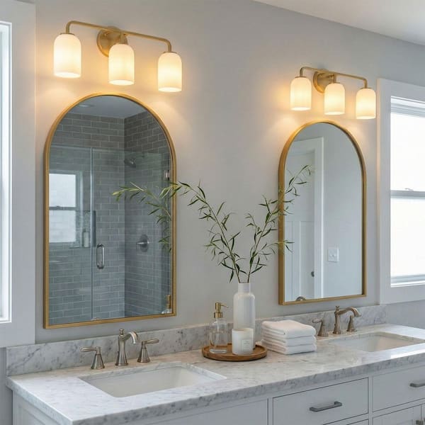 aiwen Modern 22.05 in. 3-Light Gold Bathroom Vanity Light Over