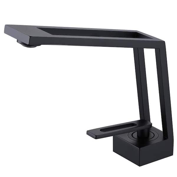 Single Handle Modern Single Hole Bathroom Faucet in Matte Black