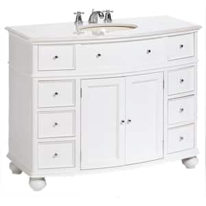 Hampton Harbor 45 in. W x 22 in. D x 35 in. H Freestanding Bath Vanity in White with White Marble Top