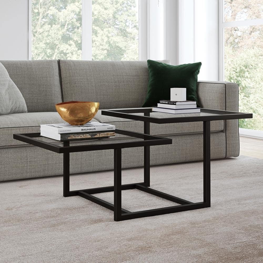 Amalie Blackened Bronze Rectangular Glass Coffee Table, 43"W