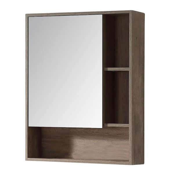 FINE FIXTURES Shawbridge 24 in. W x 29.50 in. H Small Rectangular Shadow Gray Surface Mount Medicine Cabinet with Mirror Left Hand