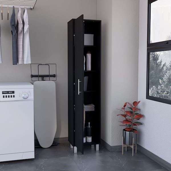 Seafuloy Black 71 in. H Narrow Utility Storage Cabinet with with 5