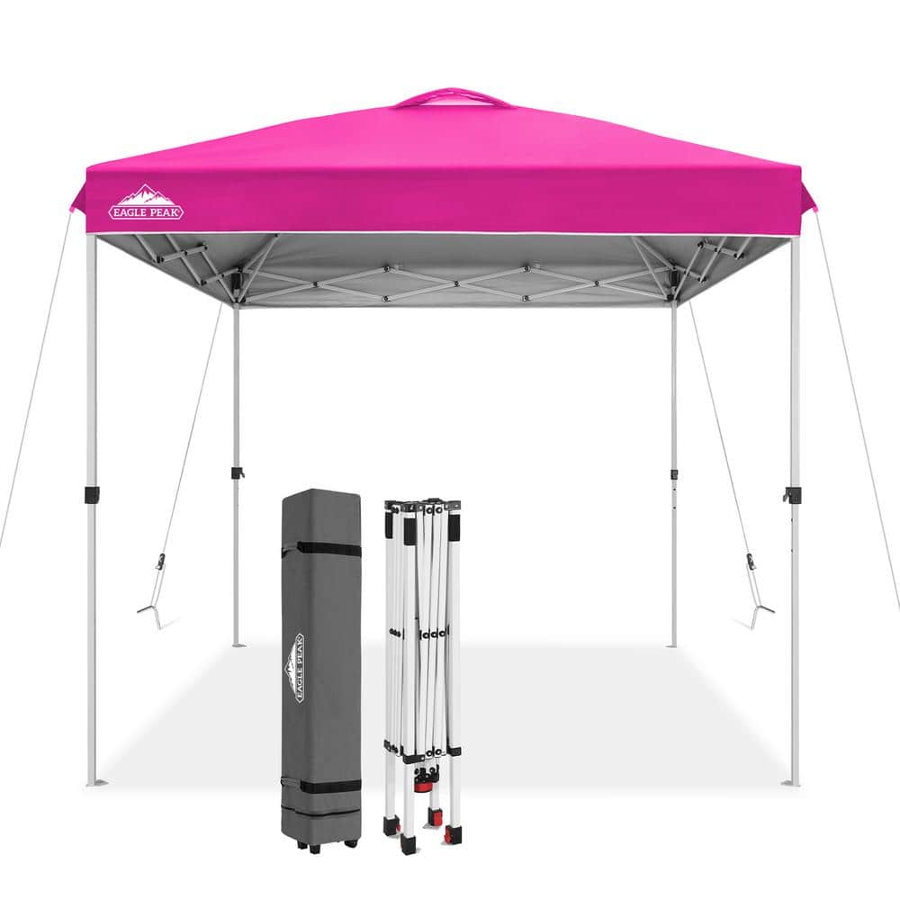 8x8 Pink and White Steel Pop-Up Canopy Tent