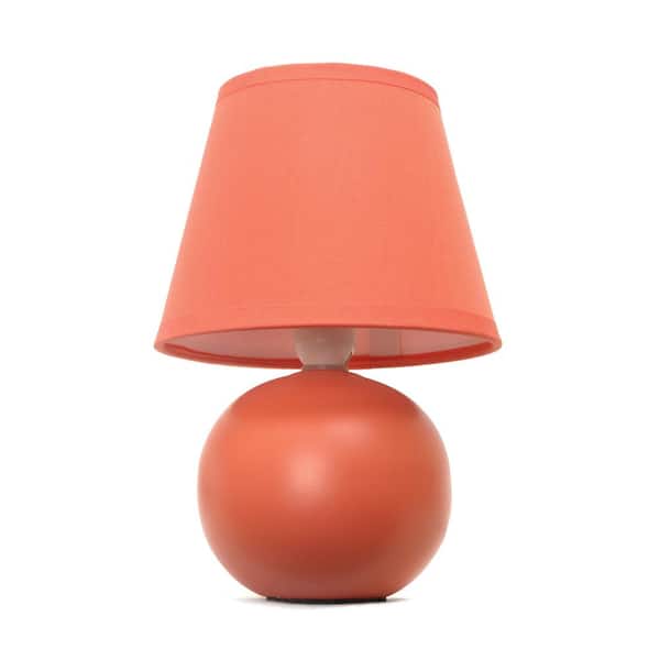 Simple Designs 8.78 in. Orange Mini Ceramic Globe Table Lamp