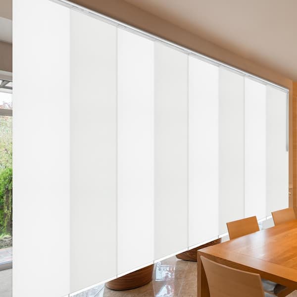 EMOH Painterly 130 in. - 175 in. W x 94 in. L Adjustable 8- Panel White Double Rail Panel Track with 23.5 in. Slates