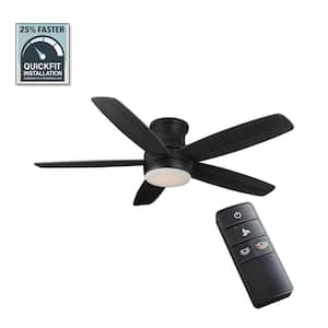 Ashby Park 52 in. White Color Changing Integrated LED Matte Black Indoor Ceiling Fan with Light Kit and Remote Control