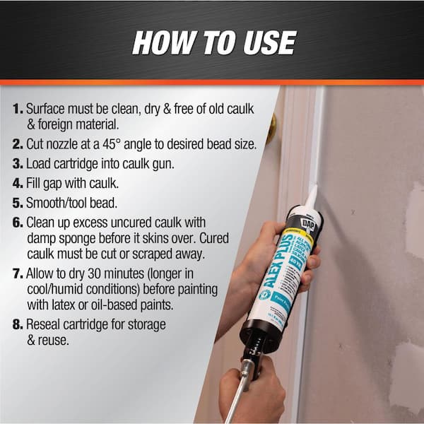 DAP - Alex Plus 10.1 oz. White Acrylic Latex Caulk Plus Silicone