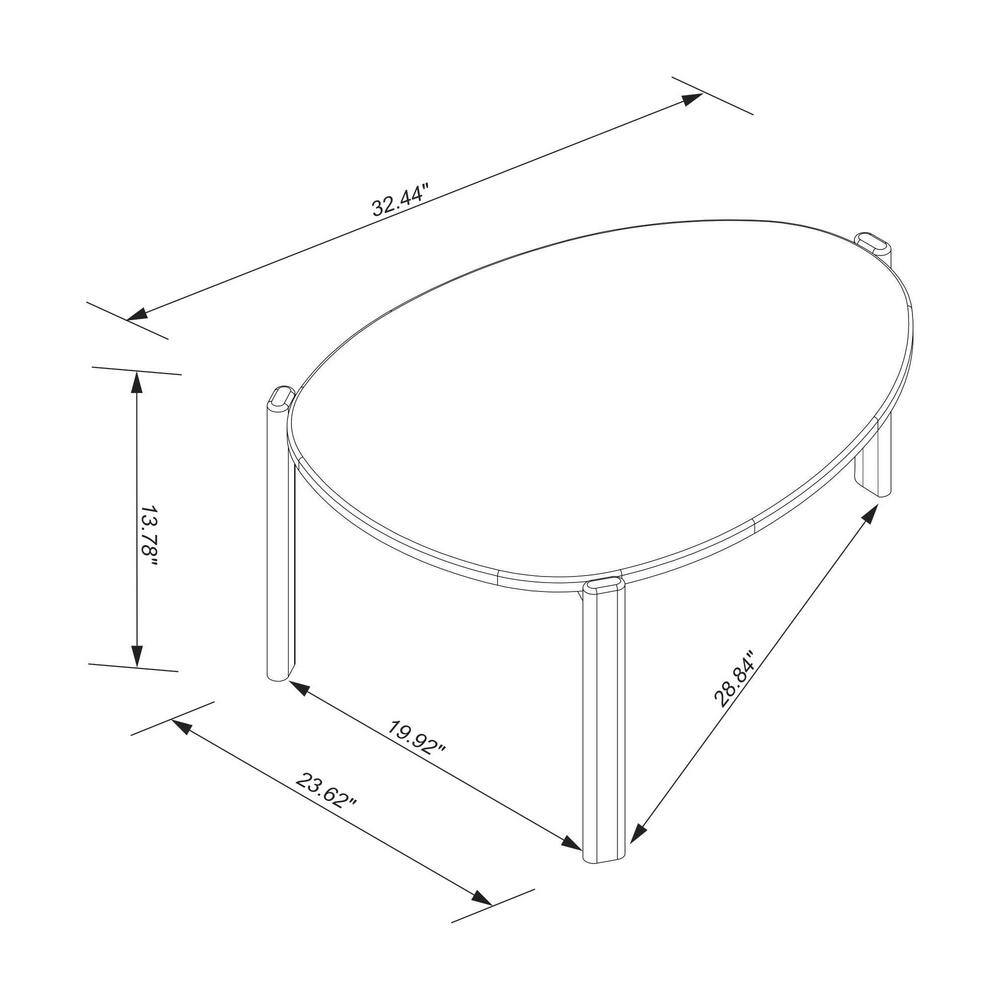 Modern Green MDF and Eucalyptus Wood Elliptical Accent Table Set