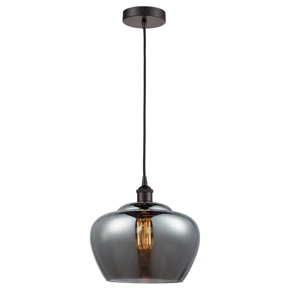 Fenton 60-Watt 1-Light Oil Rubbed Bronze Standard Mini Pendant Light Smoked Glass Shade price history on PriceWatchPro