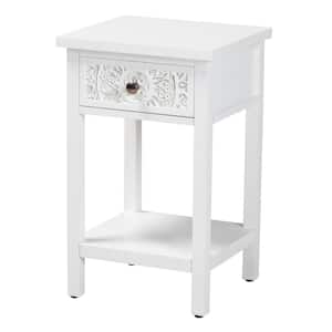 Yelena 13.8 in. White Wood Rectangle 1-Drawer End Table