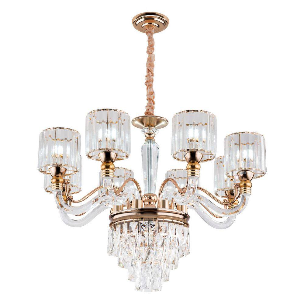 8-Light Gold Modern Crystal Round Chandelier for Bedroom Dining Room Living Room, No Bulbs Included price history on PriceWatchPro