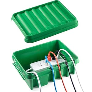 13.2 in. D x 9 in. W x 5 in. H Waterproof Electrical Box, Indoor/Outdoor Enclosure for Power Strip, Medium Size, Green