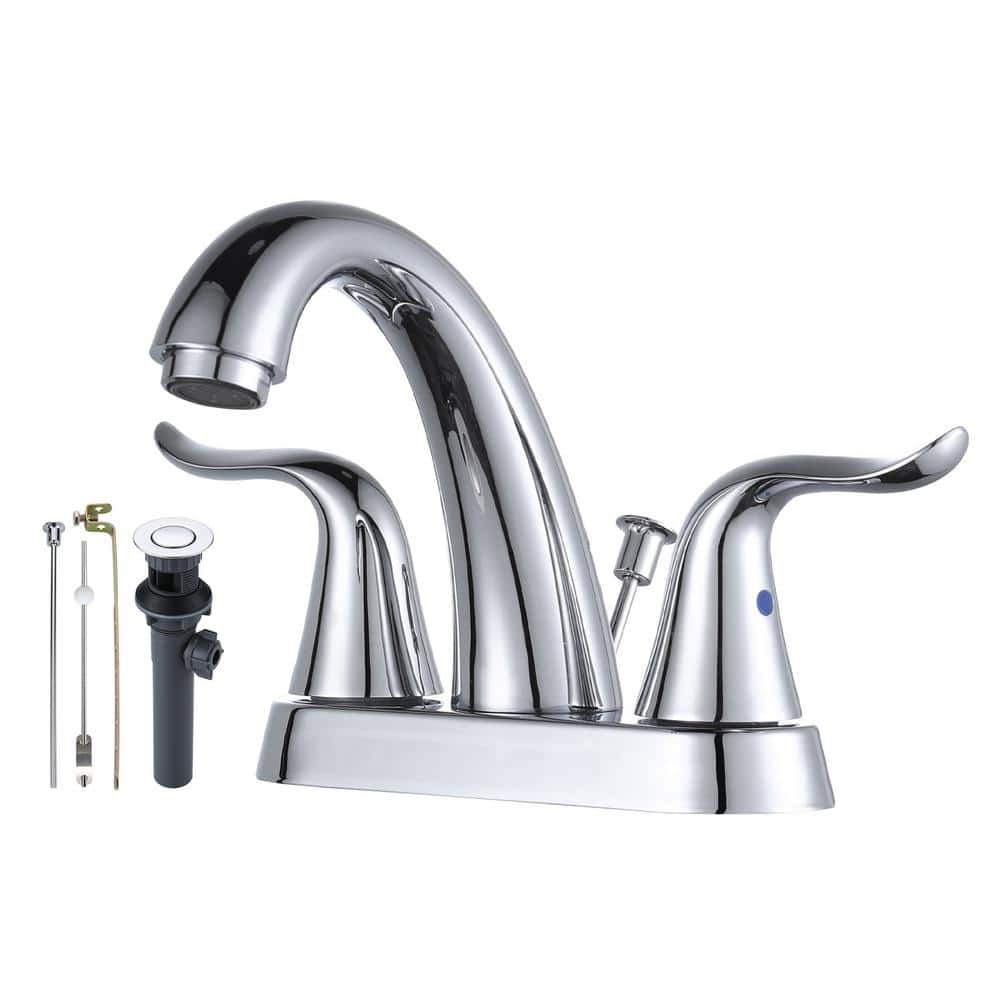 IVIGA 4 in. Centerset Double Handle Gooseneck Bathroom Faucet with ...