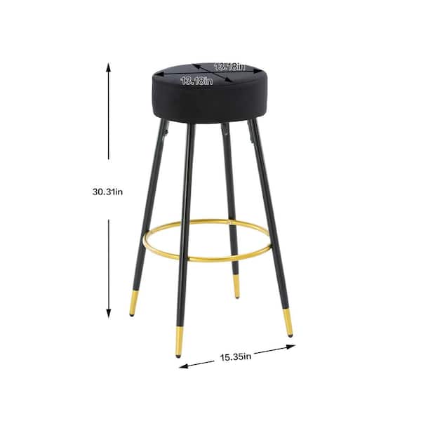 GOJANE 30.31 in. Black Backless Metal Counter Height Bar Stools