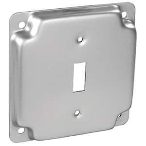 4 in. W Steel Metallic 2-Gang Exposed Work Square Cover for 1 Toggle Switch (1-Pack)