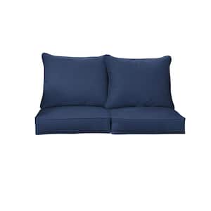 23 in. x 23.5 in. x 22 in. 4-Piece Deep Seating Indoor/Outdoor Loveseat Cushion in Sunbrella Canvas Navy