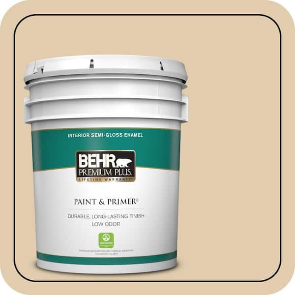 BEHR PREMIUM PLUS 5 gal. #MQ3-44 Ancient Scroll Semi-Gloss Enamel Low Odor Interior Paint & Primer