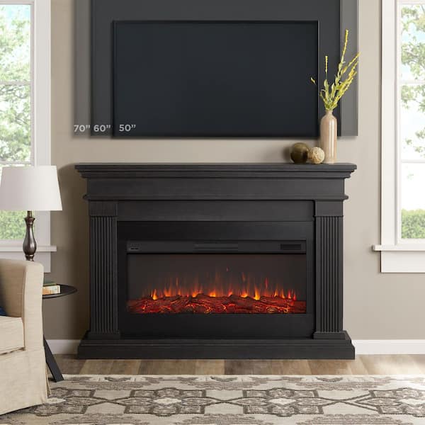 Real Flame Beau 59 in. Freestanding Electric Fireplace in Gray