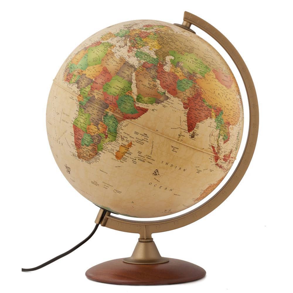 Waypoint Geographic Navigator II Illuminated Globe – 12” Political Map Globe With LED Light, Wooden Base